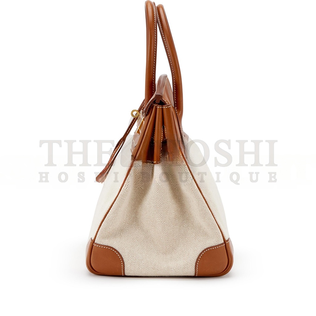 H**me5 BIRKIN 30 SADDLE LEATHER CANVAS GOLD BUCKLE BAG 400190654 (30*22*15cm) Master Quality